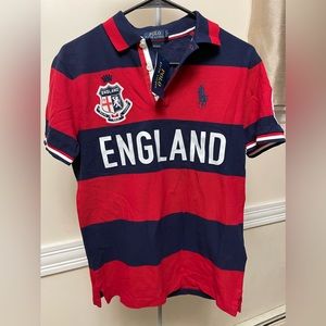 Polo Ralph Lauren Navy/Red England 8 Big Pony Custom Slim Fit Polo